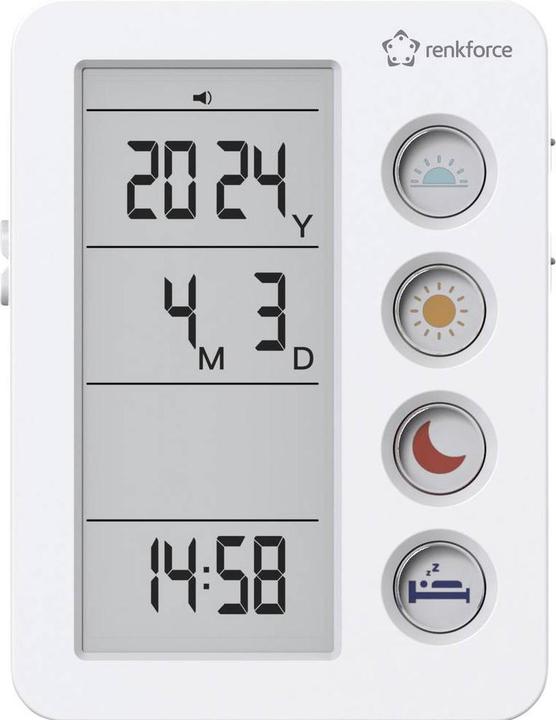 Produktbild Renkforce RF-4883628 Wecker Weiss Medikamenten-Erinnerung
