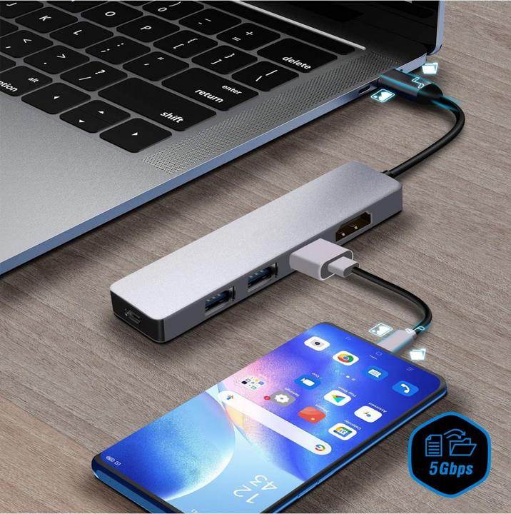 Immagine prodotto Akashi Hub 5 In 1: USB Type-C- Moltiplica Le Possibilità Del Tuo (USB-C)