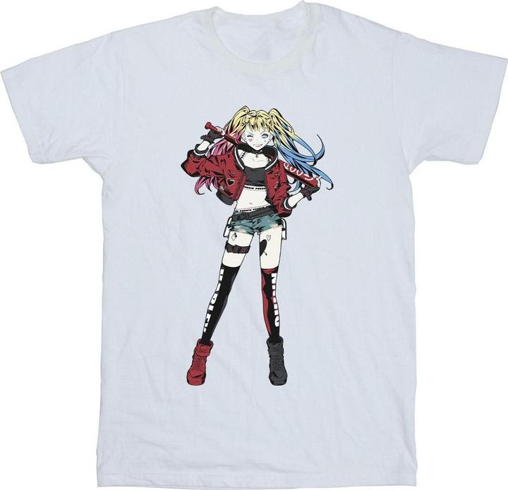 Harley Quinn Mädchen TShirt aus Baumwolle in stehender Pose