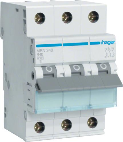 Produktbild Hager MBN340. Anzahl der Pole: 3P. AC Eingangsfrequenz: 50/60 Hz, Nominale Stromabgabe: 40 A