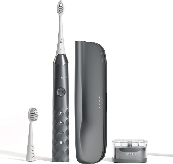SHINE BRIGHT Schallzahnbürste, 2x Bürstenköpfe Extra Clean, Induktive USB-Ladestation, Etui