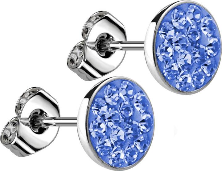 Star Piercing Ohrstecker silber Teller Kristall hellblau (ohne Messing, Chirurgenstahl 316L)