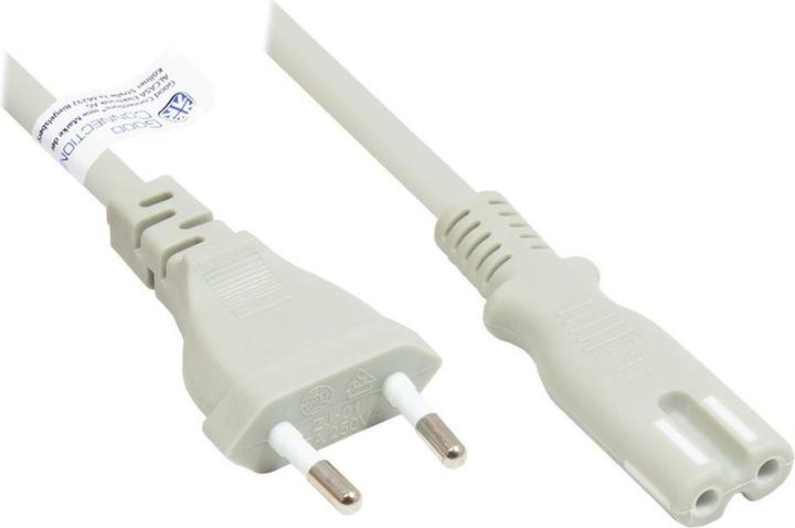 Produktbild Good Connections Euro-Netzkabel Euro-Stecker Typ C (gerade) an C7/Euro 8 Buchse (gerade), grau, 0,75 mm², 3 m, ® (3 m)