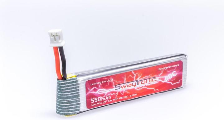 Actual product image Swaytronic Sway-FPV 1SHV 60C/120C JST-PH2.0 (3.80 V, 550 mAh)