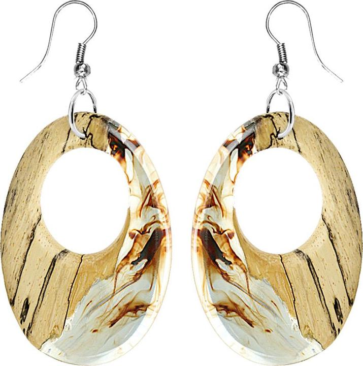 Star Piercing Ohrring Oval färbung Epoxy braun aus Tamarind Holz