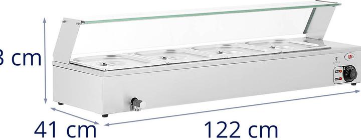 Produktbild Royal Catering Bain Marie Warmhaltebehälter Speisenwärmer Ablasshahn 2000 W 4 GN 1/2