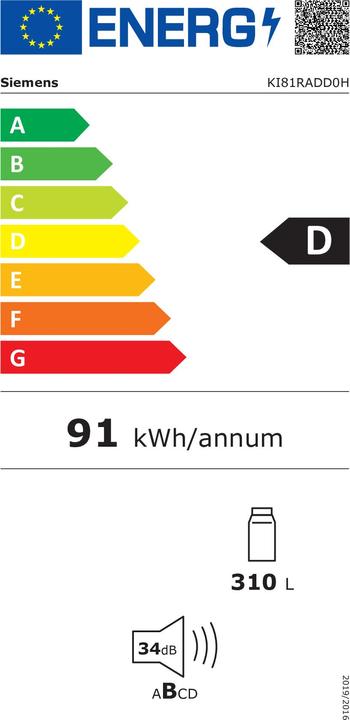 Label énergétique Siemens KI81RADD0H (310 l)