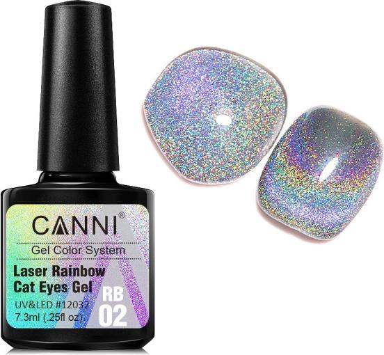Canni Gellack Laser Rainbow Cat Eyes RB02 (Flieder-Pink Glitzer, Gel-Effekt Nagellack)