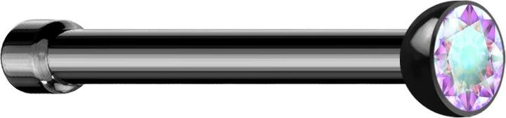 Produktbild Star Piercing Nasenstecker gerade schwarz Halbkugel Kristall multicolor (ohne Messing, Chirurgenstahl 316L)