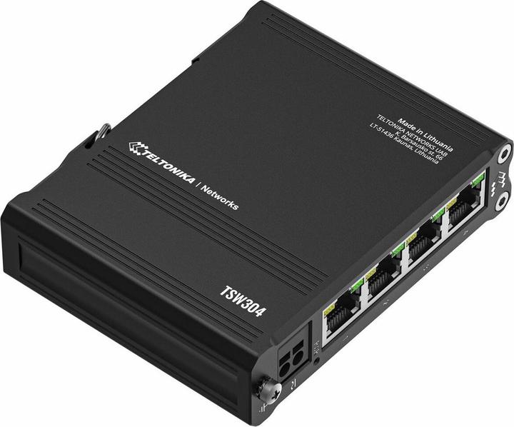 Actual product image Teltonika TSW304 4 Port Gigabit Industrial Unmanaged Switch DIN RAIL (4 Ports)
