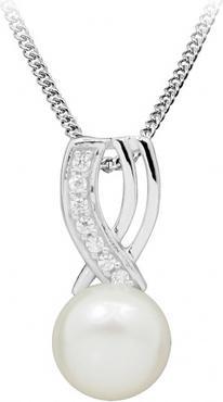 Silver Cat Fine necklace with pearl and zircons SC397