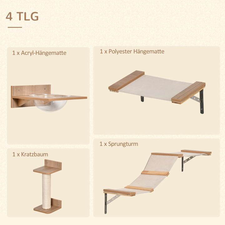 Immagine prodotto PawHut Parete di arrampicata per gatti (17.50 cm, Marrone chiaro)