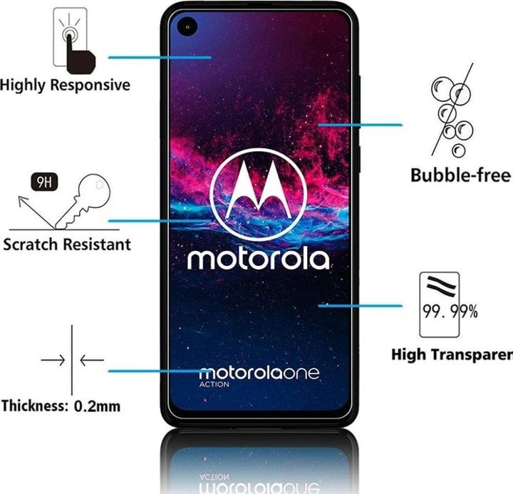 Produktbild Screenguard Motorola One Action Panzerglas Schutzfolie Case Friendly Design (1 Stück, Motorola One Action)
