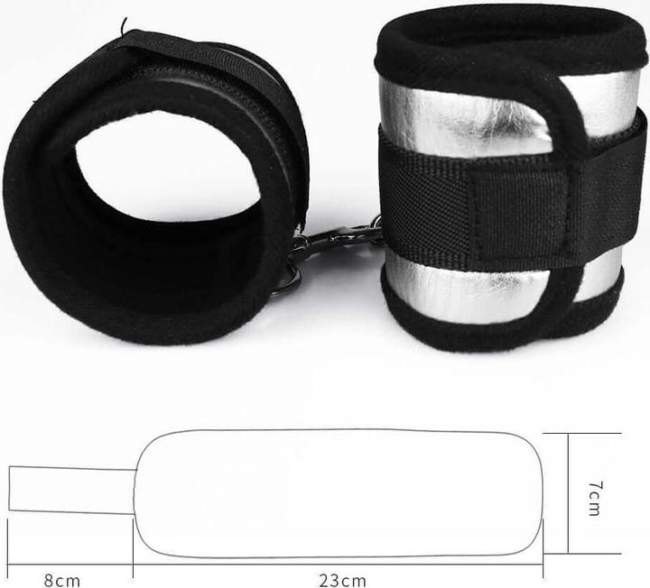 Actual product image Lovetoy Velcro Handcuffs Black and Silver