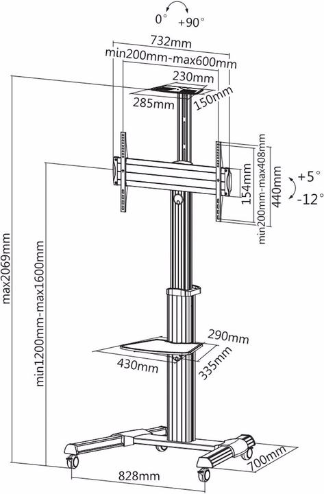 Produktbild Roline LCD-/TV-Rollständer (70", 50 kg)