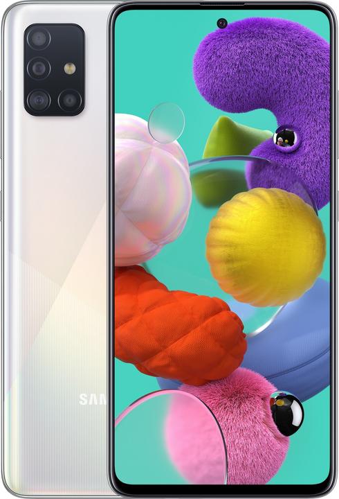 Image du produit Samsung Galaxy A51 EU (128 Go, Prisme Crush Blanc, 6.50", Double SIM + SD, 48 Mpx, 4G)