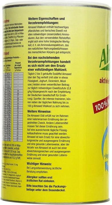 Nutritional values and ingredients Almased Supplement (1 Piece, Powder, 500 g)