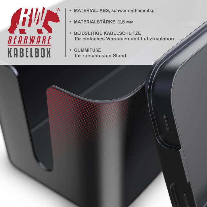 Produktbild Bearware 2x Kabelbox, Kabelkasten mit Gummifüssen, Kabelmanagement, Kabelordner, Ladebox, Kabel Organisator