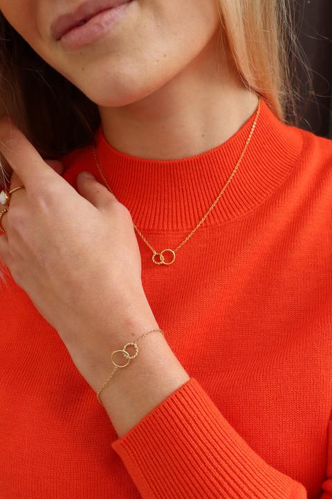 Image du produit Tara Style Two Circles Twisted Set (waterproof) (100% résistant à l'eau, Acier inoxydable 18k plaqué or)