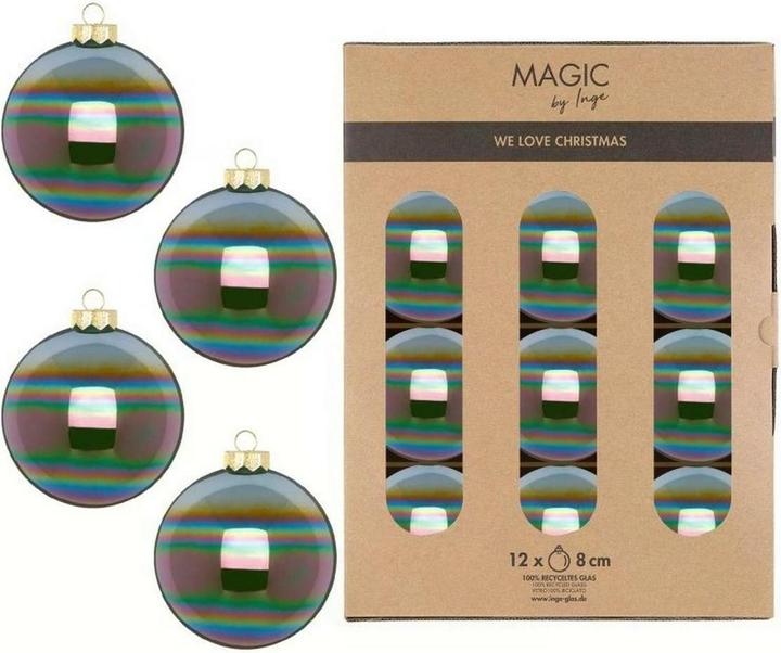 Inge’s Glas Christmas Decor Boule de Noël Dazzling 12 pièces, vert olive (12 -pièce)