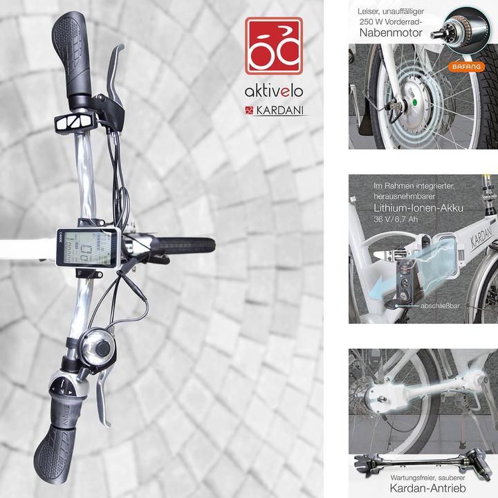 Actual product image Aktivelo 20 inch electric bike e-bike e-folding bike, foldable e-city bike with 36V/8.7Ah removable battery (20 cm)