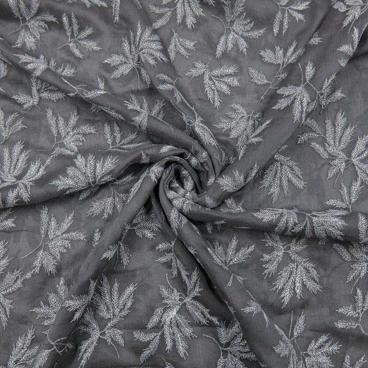 Produktbild Stoffrestposten Edler Chiffon - Mit Stickereien auf Grau
