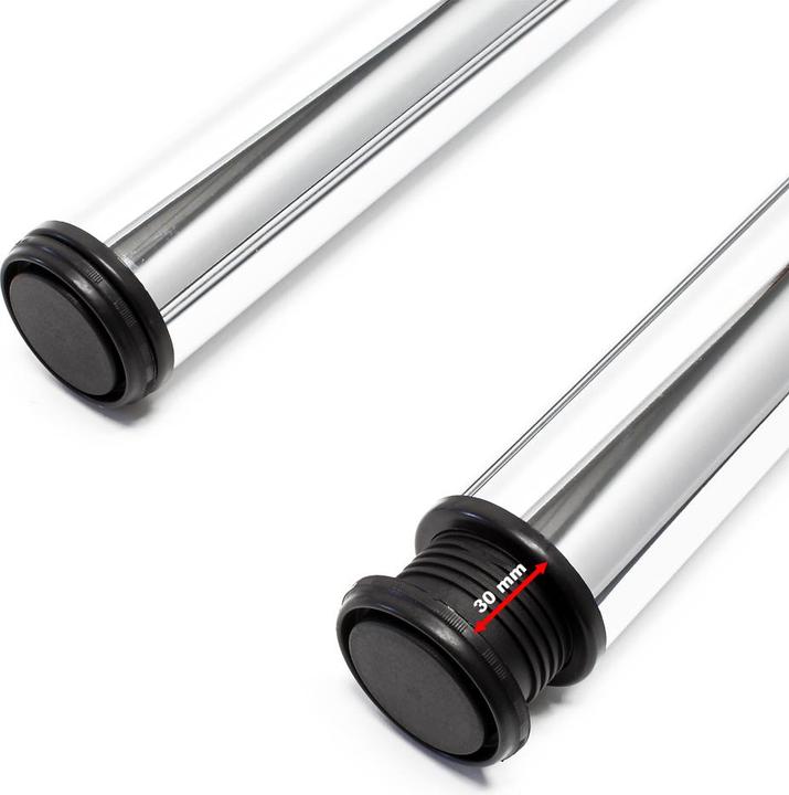 Image du produit Wiltec Pied de table Acier inoxydable Lot de 4 pieds Chromé Support de table Réglable 870mm Ø60mm