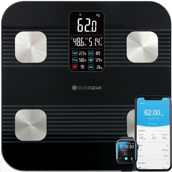 Silvergear Weegschaal met Lichaamsanalyse - Slimme Weegschaal - Scale (180 kg)