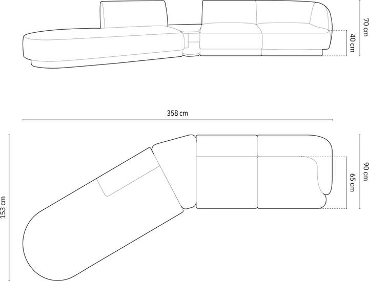 Actual product image Micadoni Left Modular Sofa, "Miley", 4 Seats, 358x153x70Made in Europe (2 person sofa, 3-seater, 4-seater)