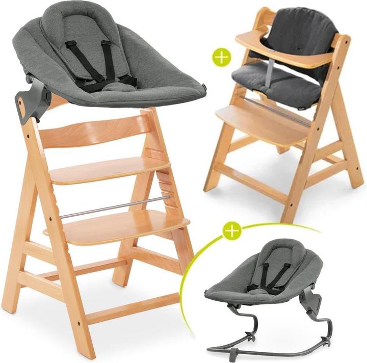 Actual product image Hauck Highchairs Alpha Plus Natural 4-piece Newborn Set - Highchair + 2in1 (Highchair)