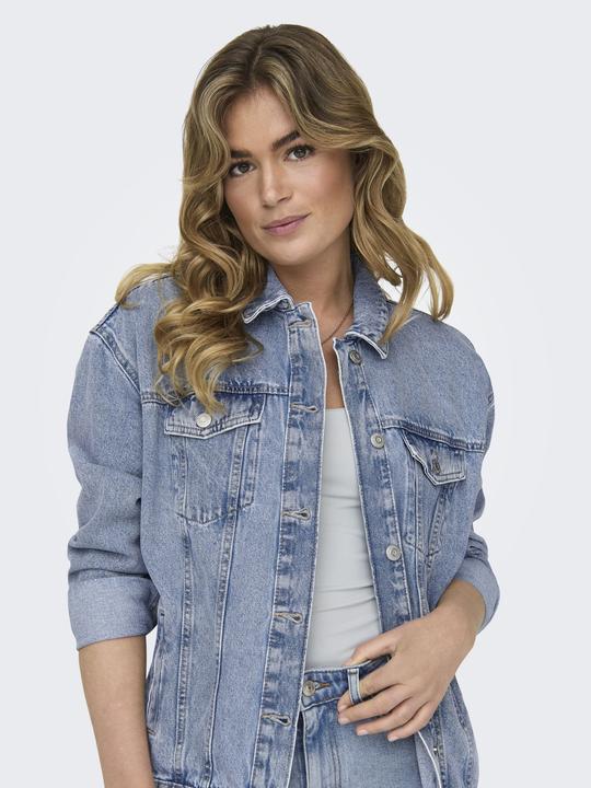 Actual product image Only Hood with drawstring Cuffs with button Low-set shoulder Jacket Denim jacket (XS)