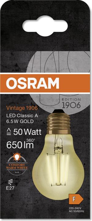 Immagine prodotto Osram Annata 1906 (E27, 6.50 W, 725 lm, 1 x, F)