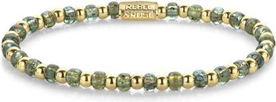 Immagine prodotto Rebel Rose - Bracciale con perline in oro Mix Glass Rocks Secret Garden RR-40145-G - Lunghezza: 16.5 cm (16.50 cm)