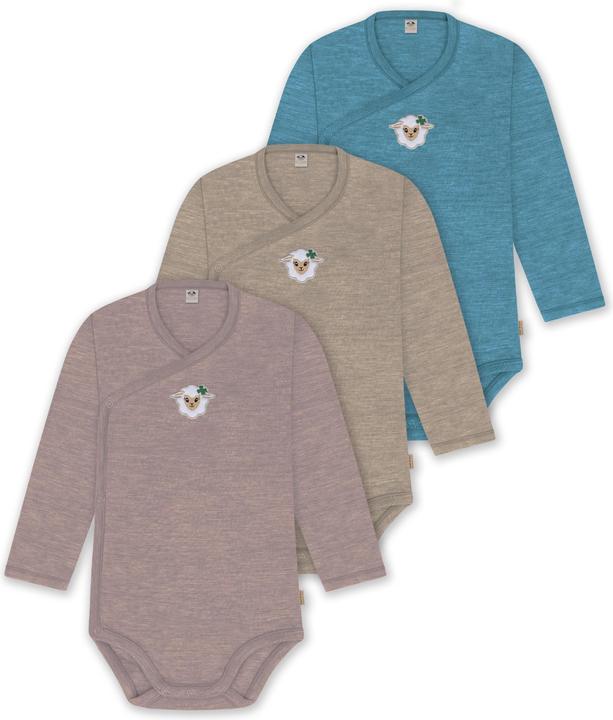 Produktbild Normani 3er Set Baby-Body Wickelbody Langarm Toddler-Bodysuit aus Merinowolle - 9357 (50)