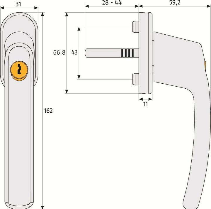 Actual product image Abus Window handle FG210 S Triples Silver, product type