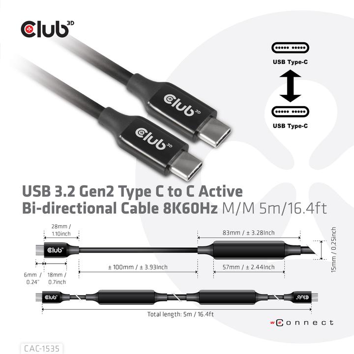 Produktbild Club 3D C – C (5 m, USB 3.2 Gen 2)