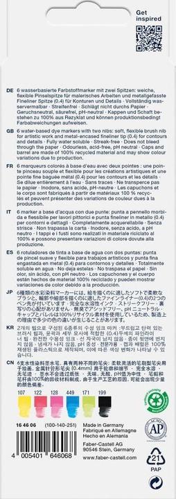 Produktbild Faber-Castell GOFA AQUA DUAL MARKER - Farbstoffmarker (Mehrfarbig, 0.40 mm, 6 x)