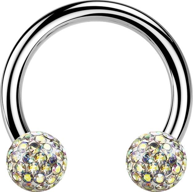 Produktbild Star Piercing Circular Barbell silber mit zwei Kristall Kugeln multicolor Epoxy Schutzschicht (Titan G23, ohne Messing)