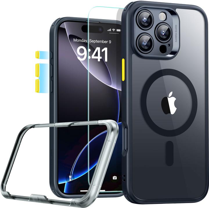 Image du produit ESR Classic Hybrid Halolock MagSafe Case + verre trempé pour iPhone 16 Pro Max - Clear with Black F (Apple iPhone 16 Pro Max)