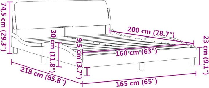Produktbild VidaXL Bettgestell mit Kopfteil Stoff (160 x 200 cm)