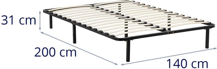 Produktbild Uniprodo Bett mit Lattenrost 140 x 200 cm 400 kg Bettgestell mit 9 Füssen Metallbett (140 x 200 cm)