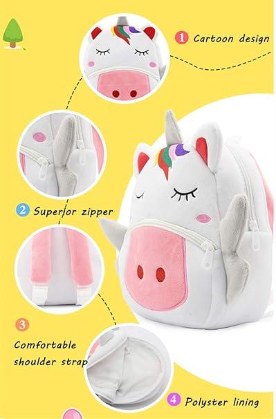 Immagine prodotto Only-Bags.Store Zaino in poliestere per la scuola, zaino in peluche con animali simpatici, borsa piccola per le