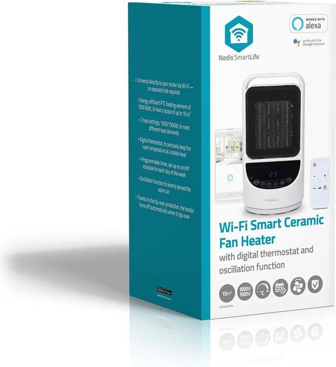 Produktbild Nedis SmartLife Keramik-PTC-Heizlüfter | Wi-Fi | 1500 W | 2 Wärmeeinstellungen | Oszillation | Anzei (1500 W)
