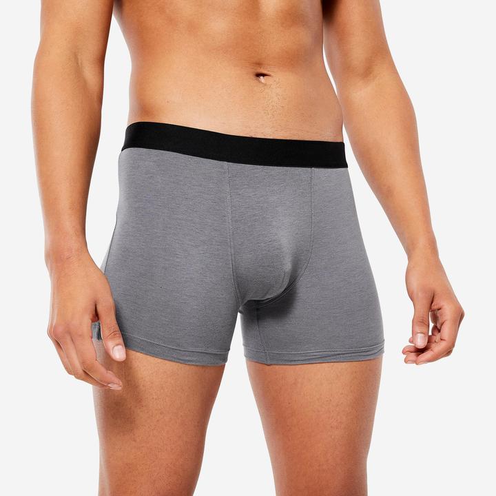 Immagine prodotto Domyos Boxer da uomo in cotone confezione da 3 pezzi - nero/grigio/blu (XL, confezione da 3)