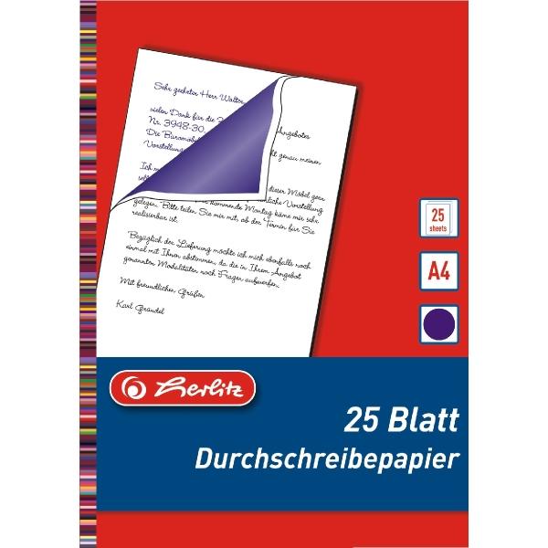 Produktbild Herlitz Durchschreibpapier, DIN A4, Inhalt: 25 Blatt blau schreibend (25 x, A4)