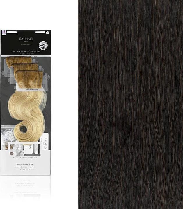 Balmain Hair Professional - Doppelhaarverlängerungen menschliches Haar - 3 - Bruin (3 Dark Brown, 40 cm)