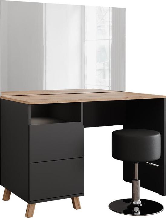 Actual product image Vichy Vanity table Karen, Anthracite/Artisan, 110 cm with stool (110 x 75 x 55 cm)