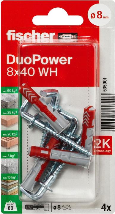 Produktbild Fischer SB Nylondübel Duopower mit Winkelhaken (4 Stk.)