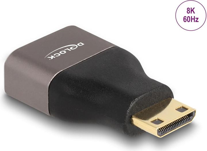 Delock HDMI adapter Mini-C plug to A socket 8K 60 Hz grey metal (Mini HDMI, 3.50 cm)