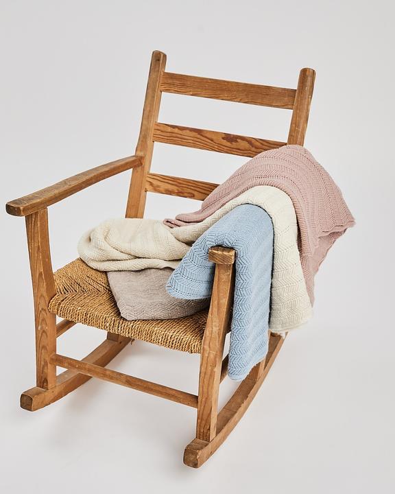 Actual product image Smallstuff - Baby blanket, fishbone, merino wool - Blue - 80x100 cm (70007-84) (80 x 100 cm)